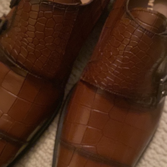 Croc-Embossed Leather Monk Strap Loafers size 9 - Picture 12 of 14